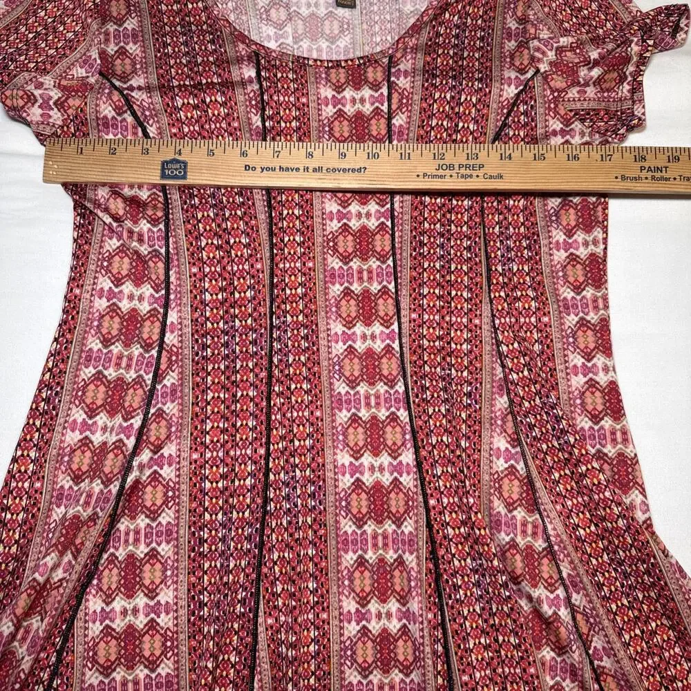 Sere Nade New York Dress Womens Large Red Pink Abstract 3D Piping Detail Stretch